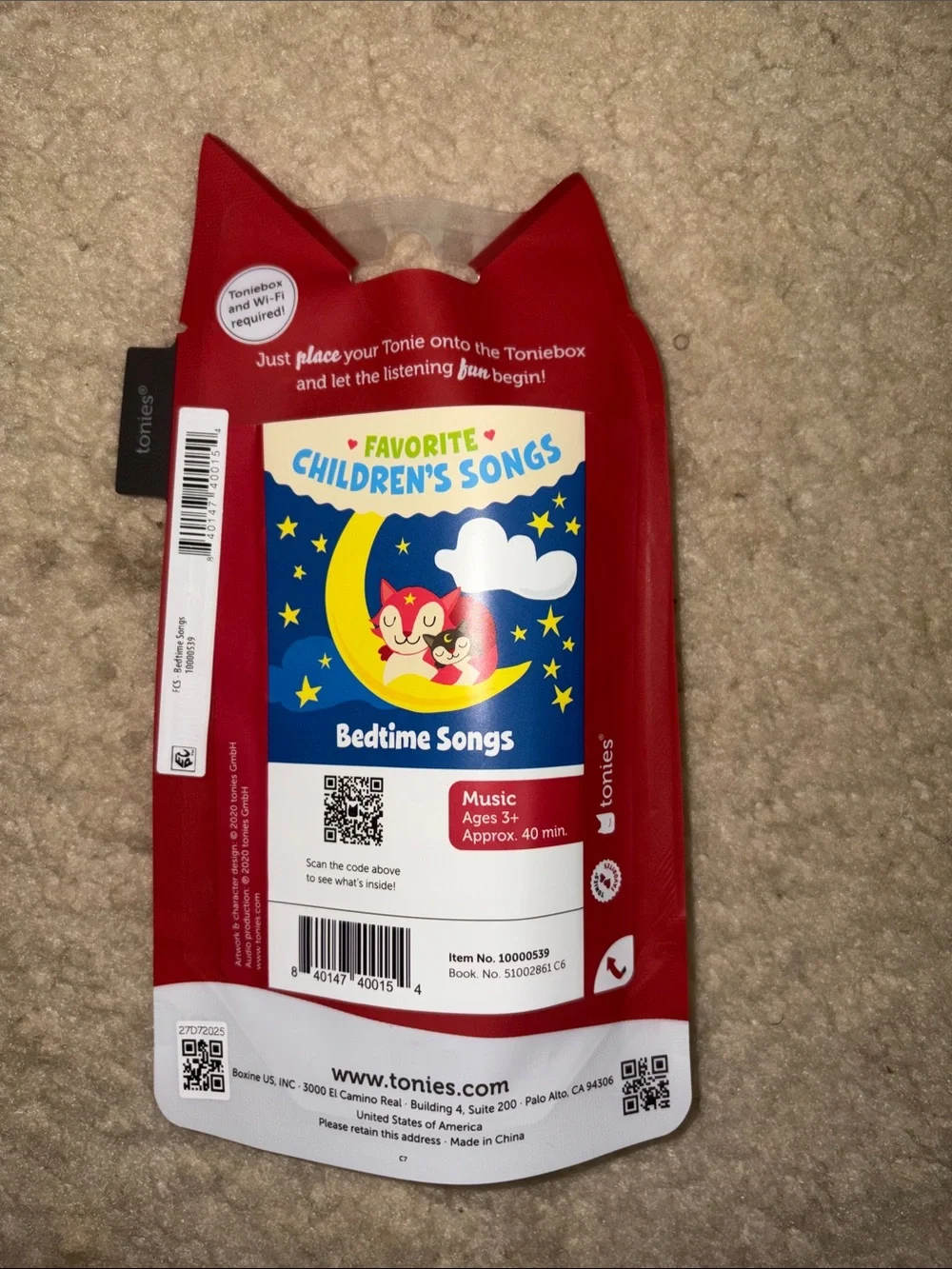 Tonies Favorite Childrens Songs Bedtime Songs Sleepy Fox Audio Toy NIP NWT